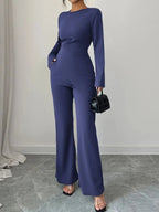Asymmetric Long Sleeve Top and Pants Set - Charmdeals