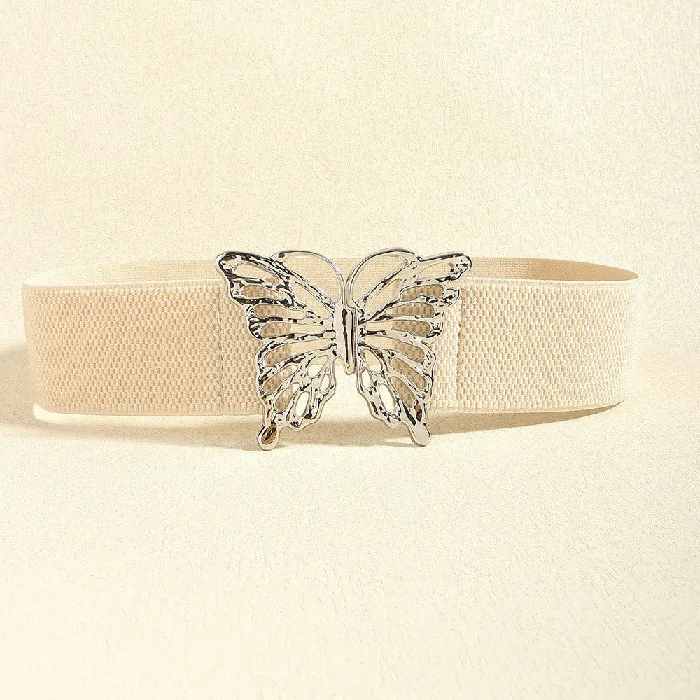 Butterfly Alloy Buckle Elastic Belt - Charmdeals