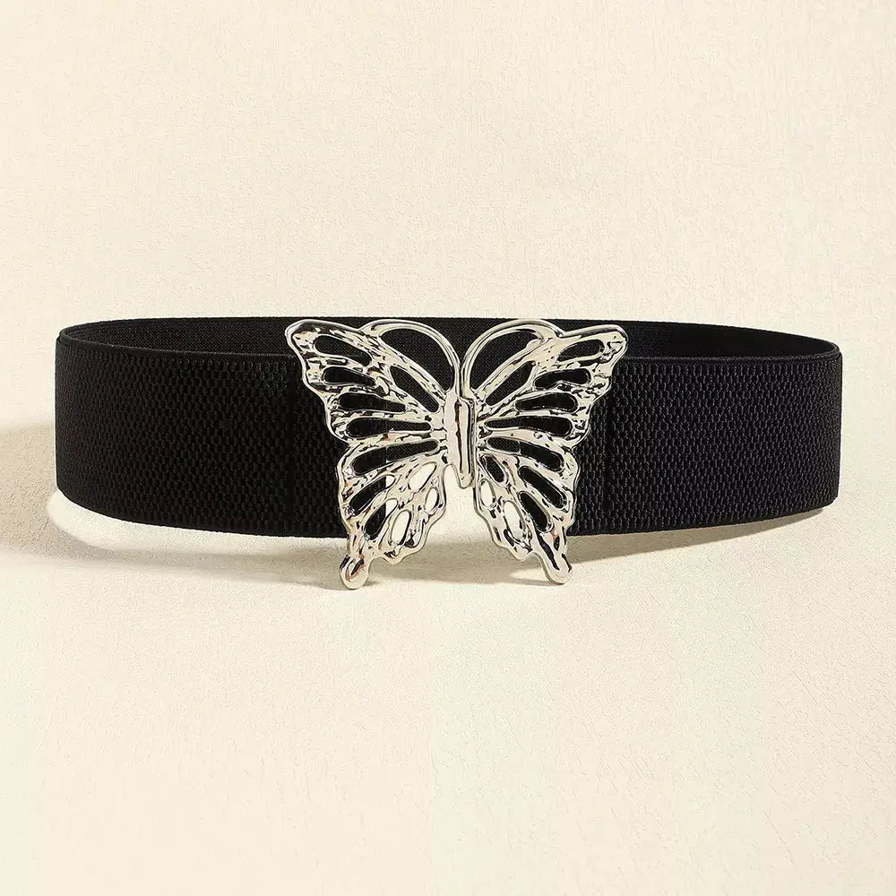 Butterfly Alloy Buckle Elastic Belt - Charmdeals