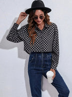 Button Down Printed Cropped Jacket - Charmdeals