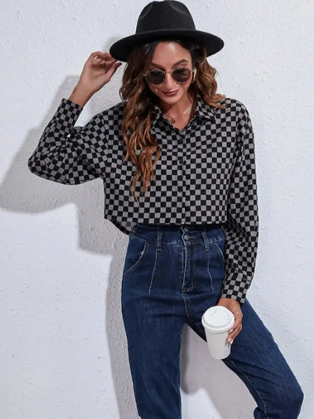 Button Down Printed Cropped Jacket - Charmdeals
