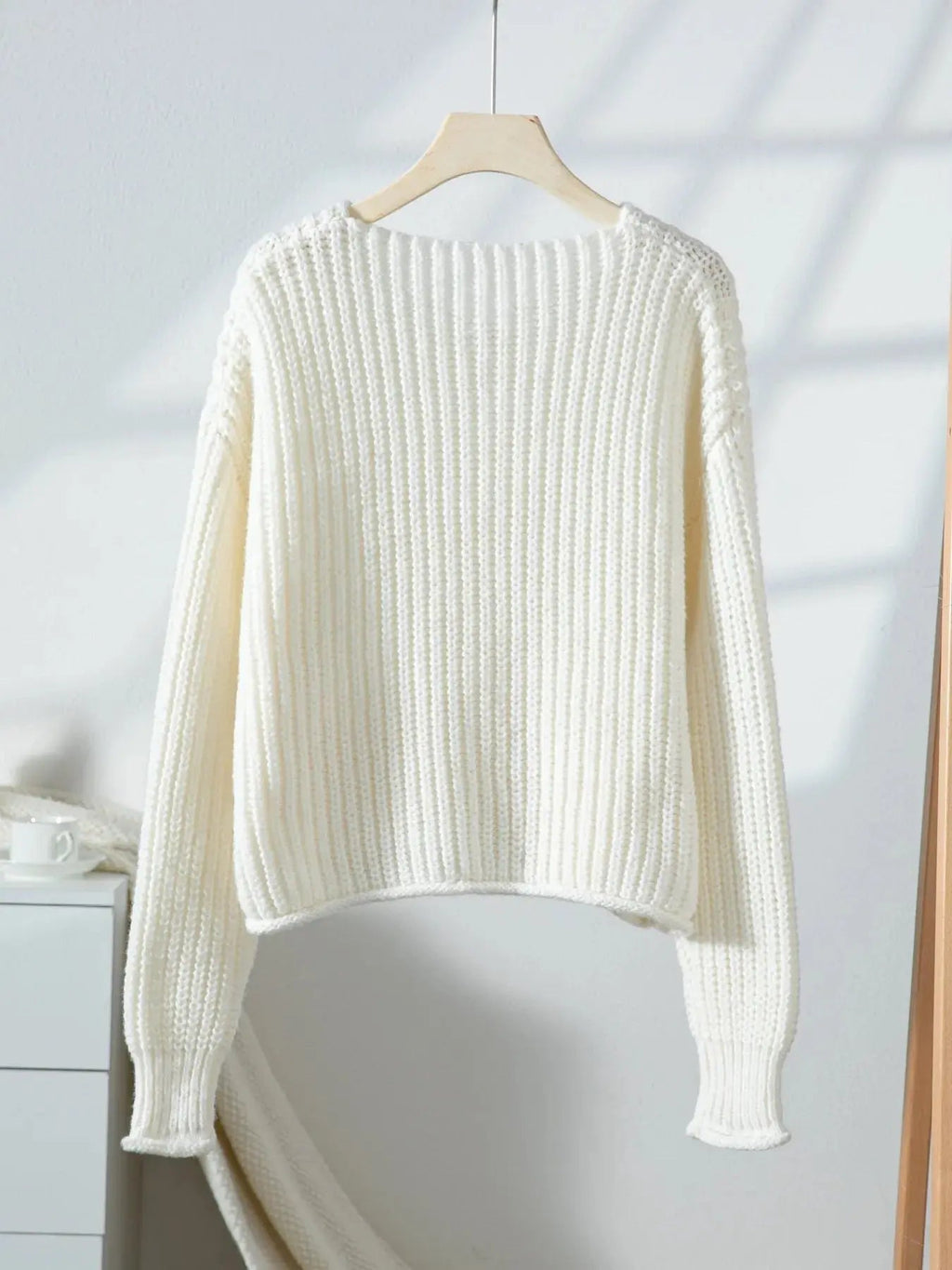 Button - Front Knit Cardigan with Pockets - Charmdeals