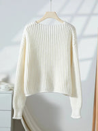 Button - Front Knit Cardigan with Pockets - Charmdeals