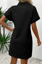 Button Front Short Sleeve Mini Dress - Charmdeals