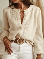 Button Up Long Sleeve Cardigan - Charmdeals