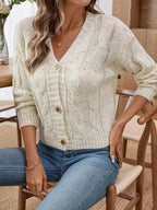 Cable Knit Button - Up Cardigan - Charmdeals