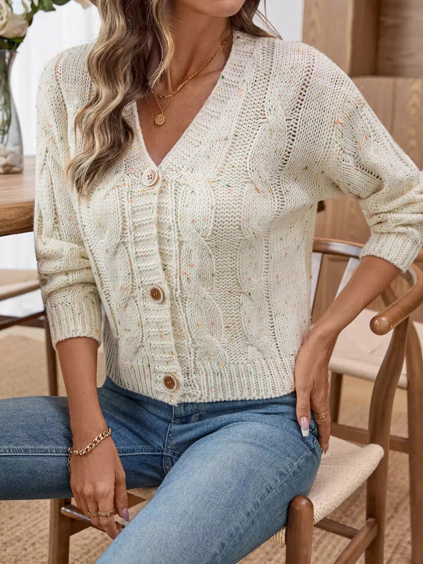 Cable Knit Button - Up Cardigan - Charmdeals