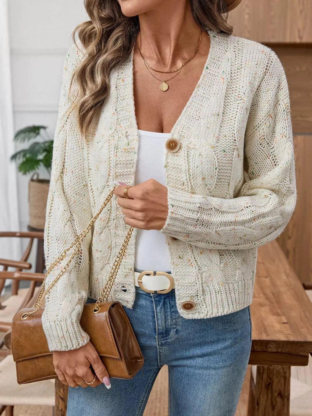 Cable Knit Button - Up Cardigan - Charmdeals