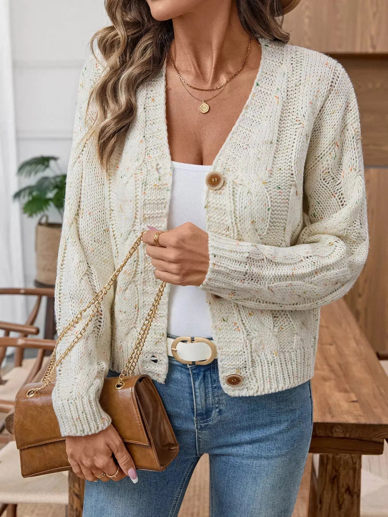 Cable Knit Button - Up Cardigan - Charmdeals