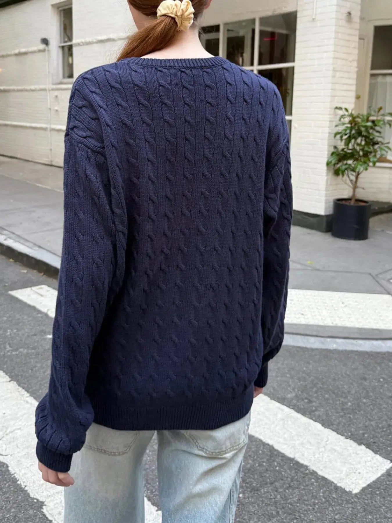 Cable - Knit Round Neck Pullover Sweater - Charmdeals