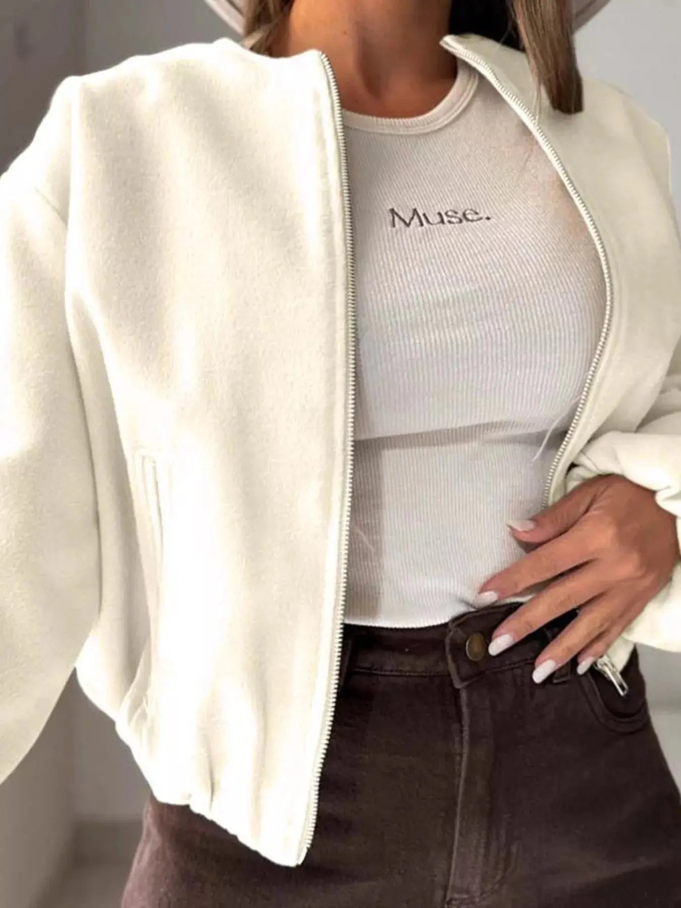 Casual Fleece Zip - Up Jacket - Charmdeals