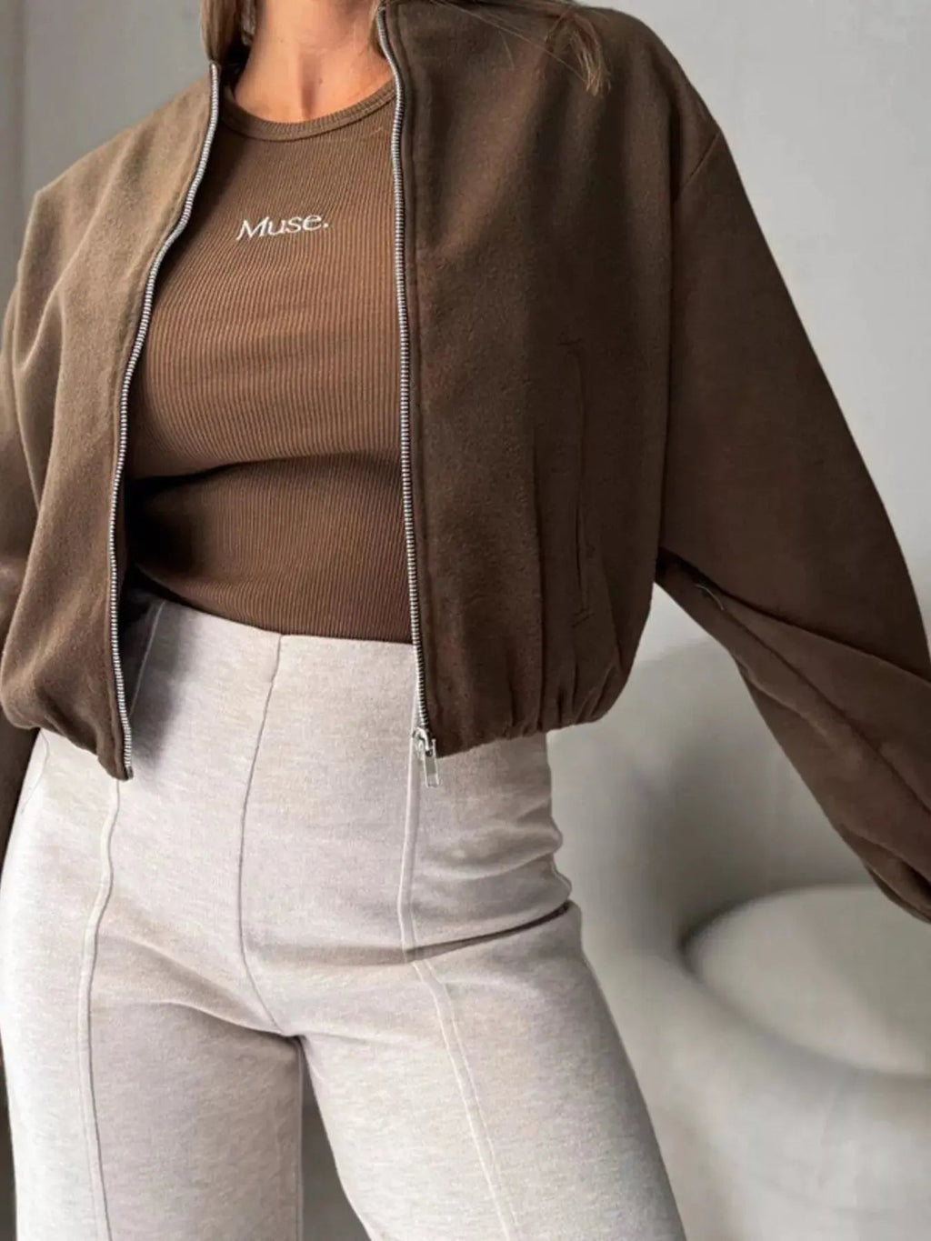 Casual Fleece Zip - Up Jacket - Charmdeals