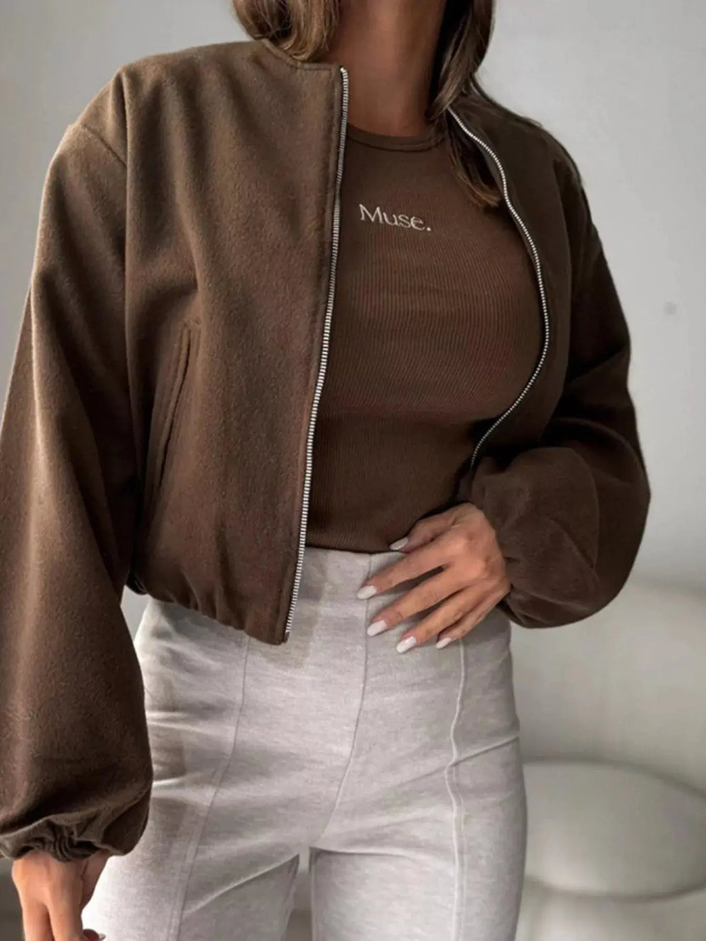 Casual Fleece Zip - Up Jacket - Charmdeals