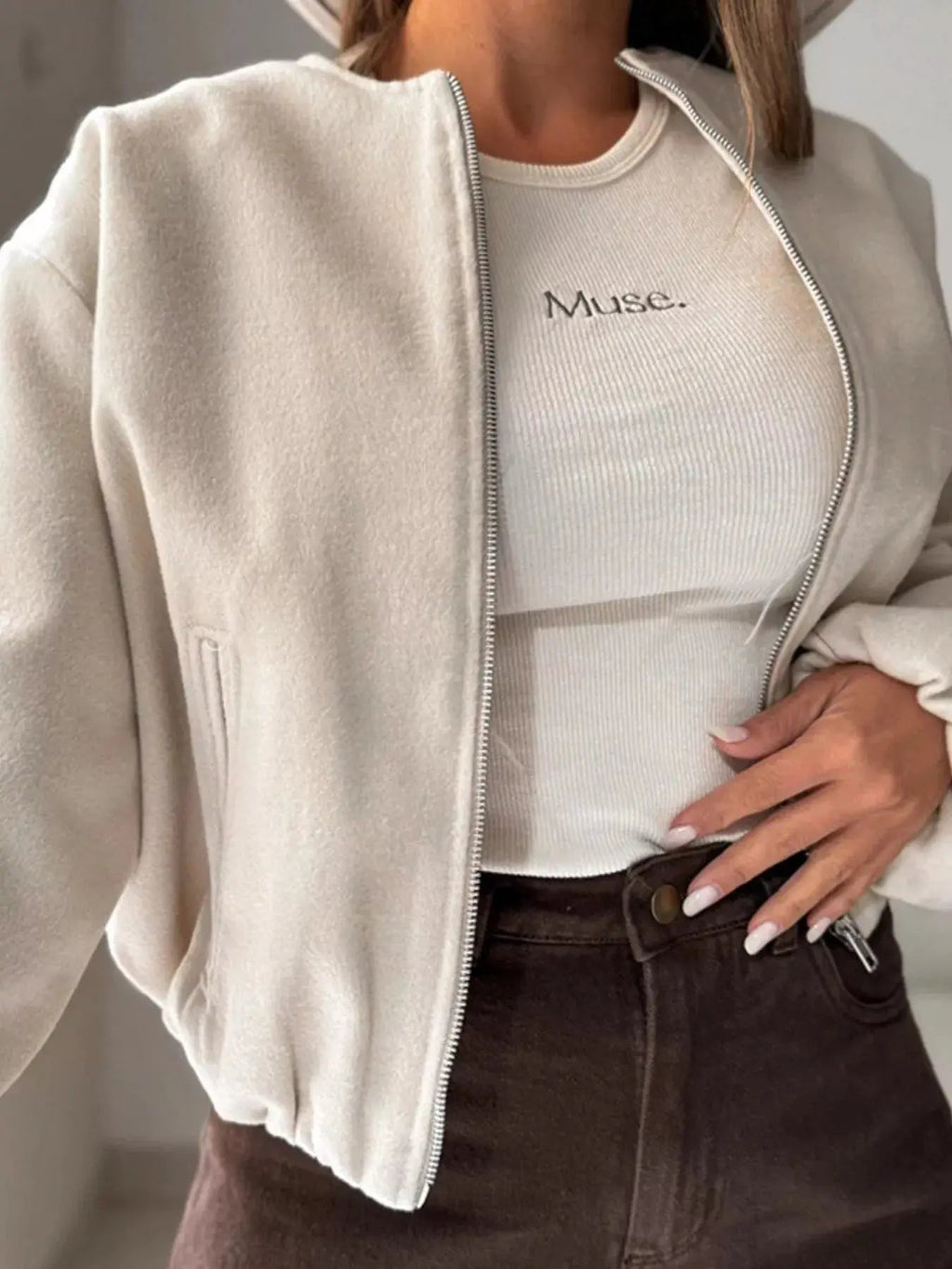 Casual Fleece Zip - Up Jacket - Charmdeals