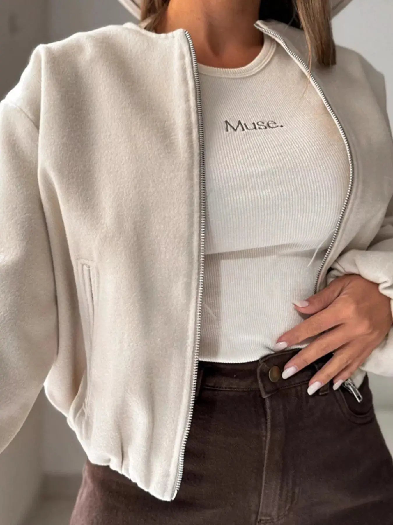 Casual Fleece Zip - Up Jacket - Charmdeals
