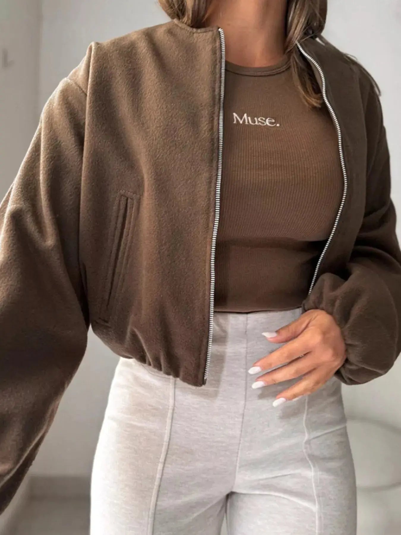 Casual Fleece Zip - Up Jacket - Charmdeals