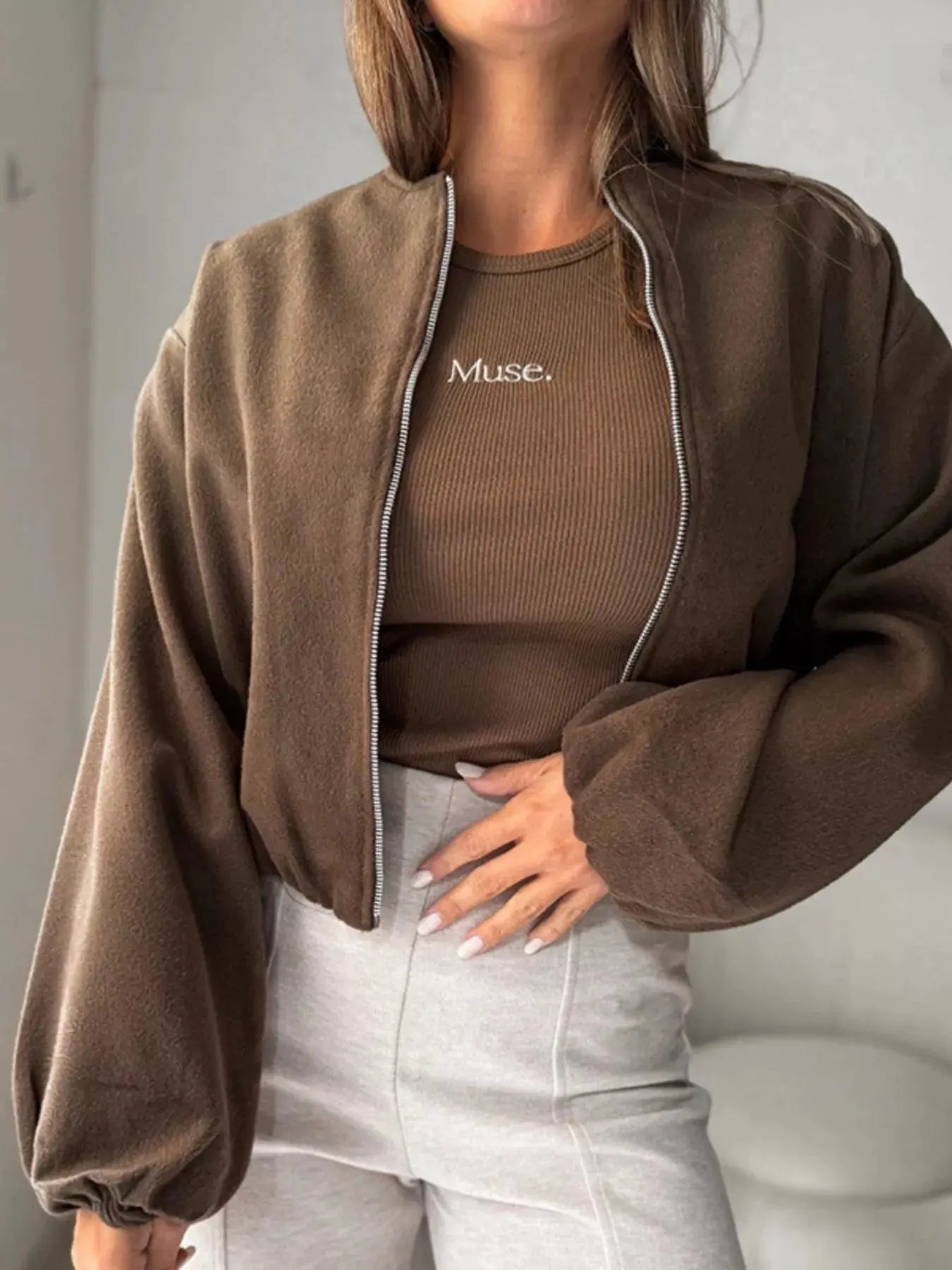 Casual Fleece Zip - Up Jacket - Charmdeals