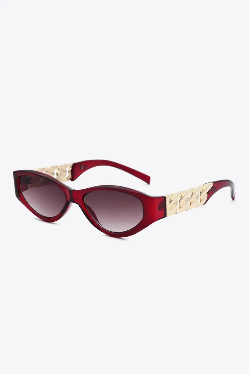 Chain Detail Temple Cat Eye Sunglasses - Charmdeals