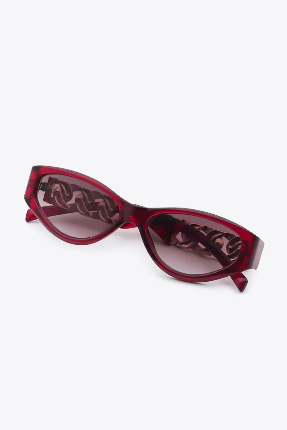 Chain Detail Temple Cat Eye Sunglasses - Charmdeals