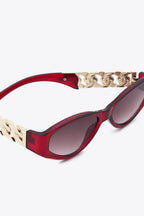 Chain Detail Temple Cat Eye Sunglasses - Charmdeals