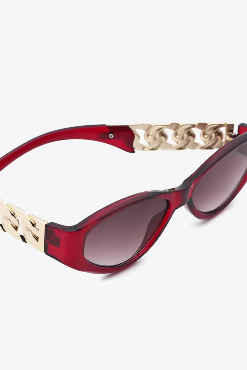 Chain Detail Temple Cat Eye Sunglasses - Charmdeals