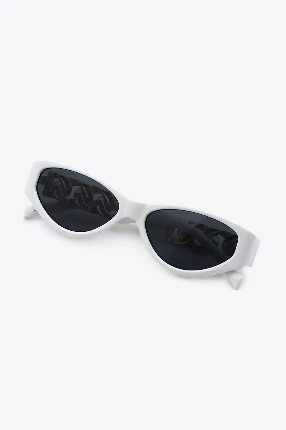 Chain Detail Temple Cat Eye Sunglasses - Charmdeals