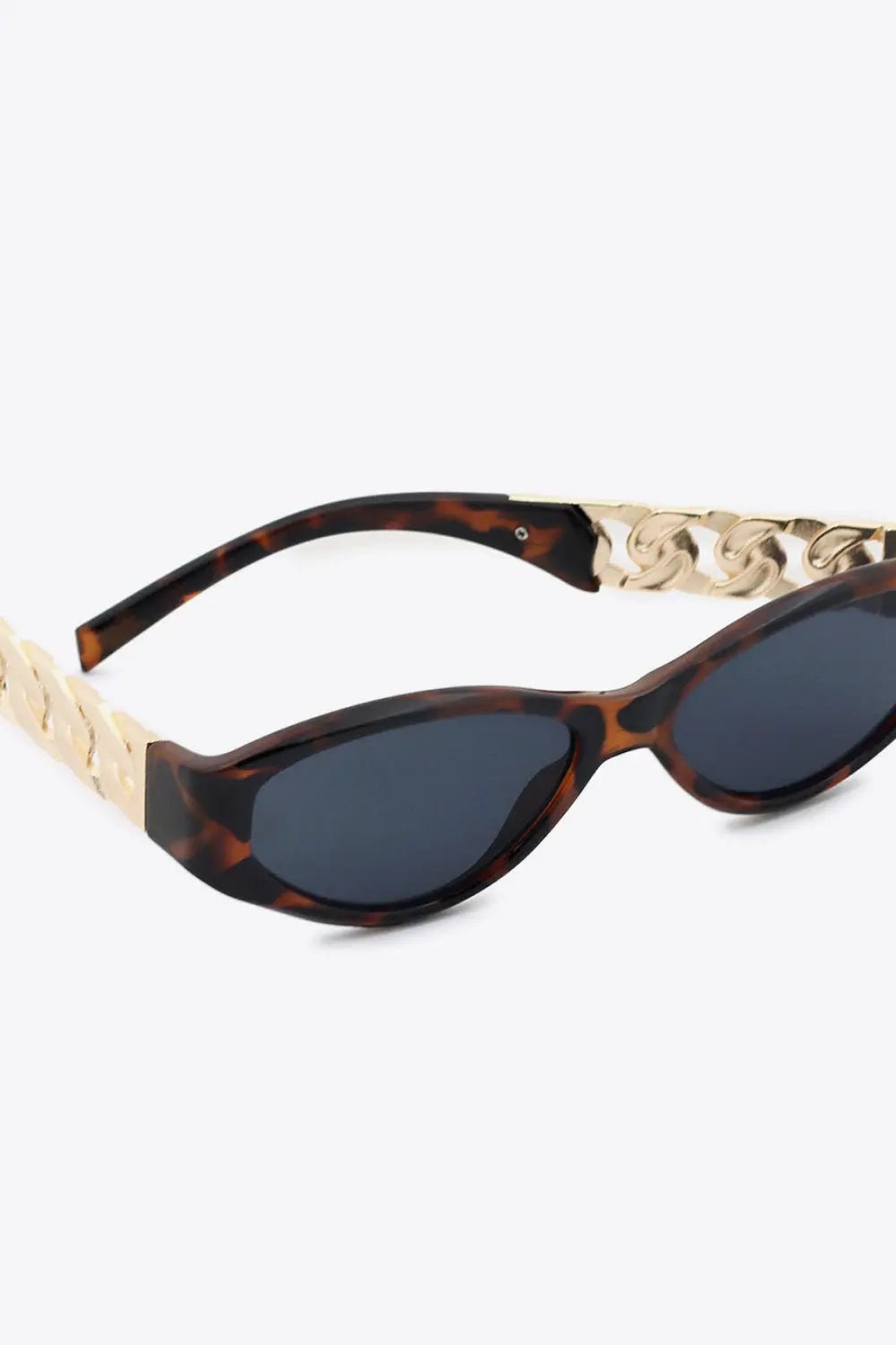 Chain Detail Temple Cat Eye Sunglasses - Charmdeals