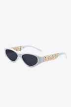 Chain Detail Temple Cat Eye Sunglasses - Charmdeals