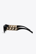 Chain Detail Temple Cat Eye Sunglasses - Charmdeals
