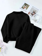 Collared Sweatshirt and High Waist Pants Active Set - Charmdeals