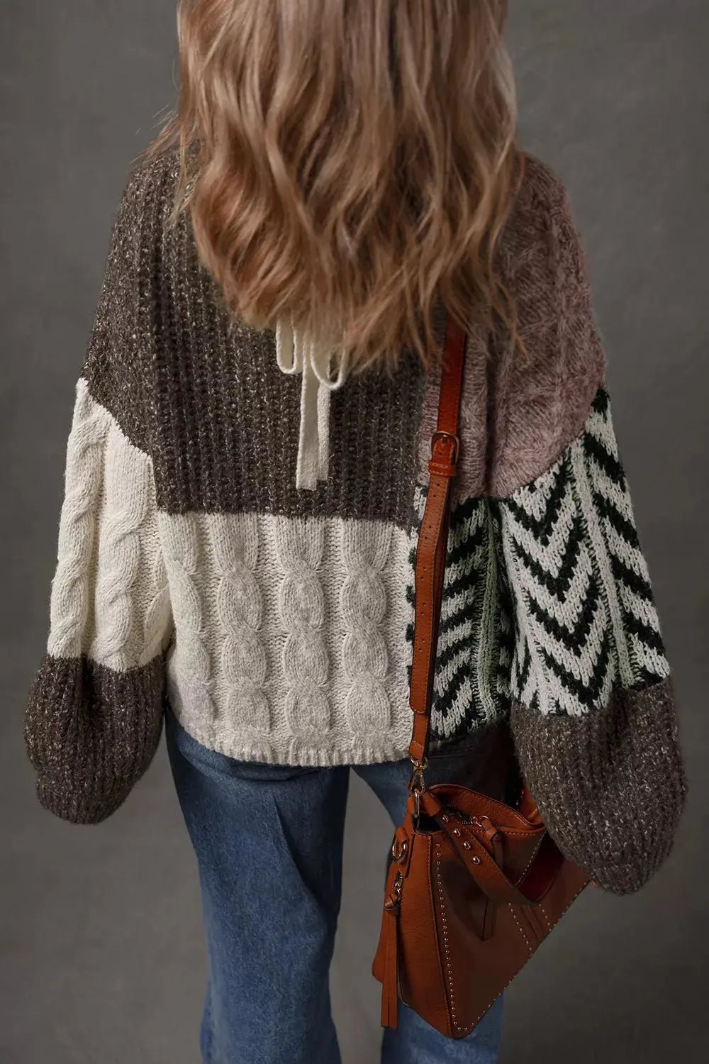 Color Block Cable Knit Sweater - Charmdeals