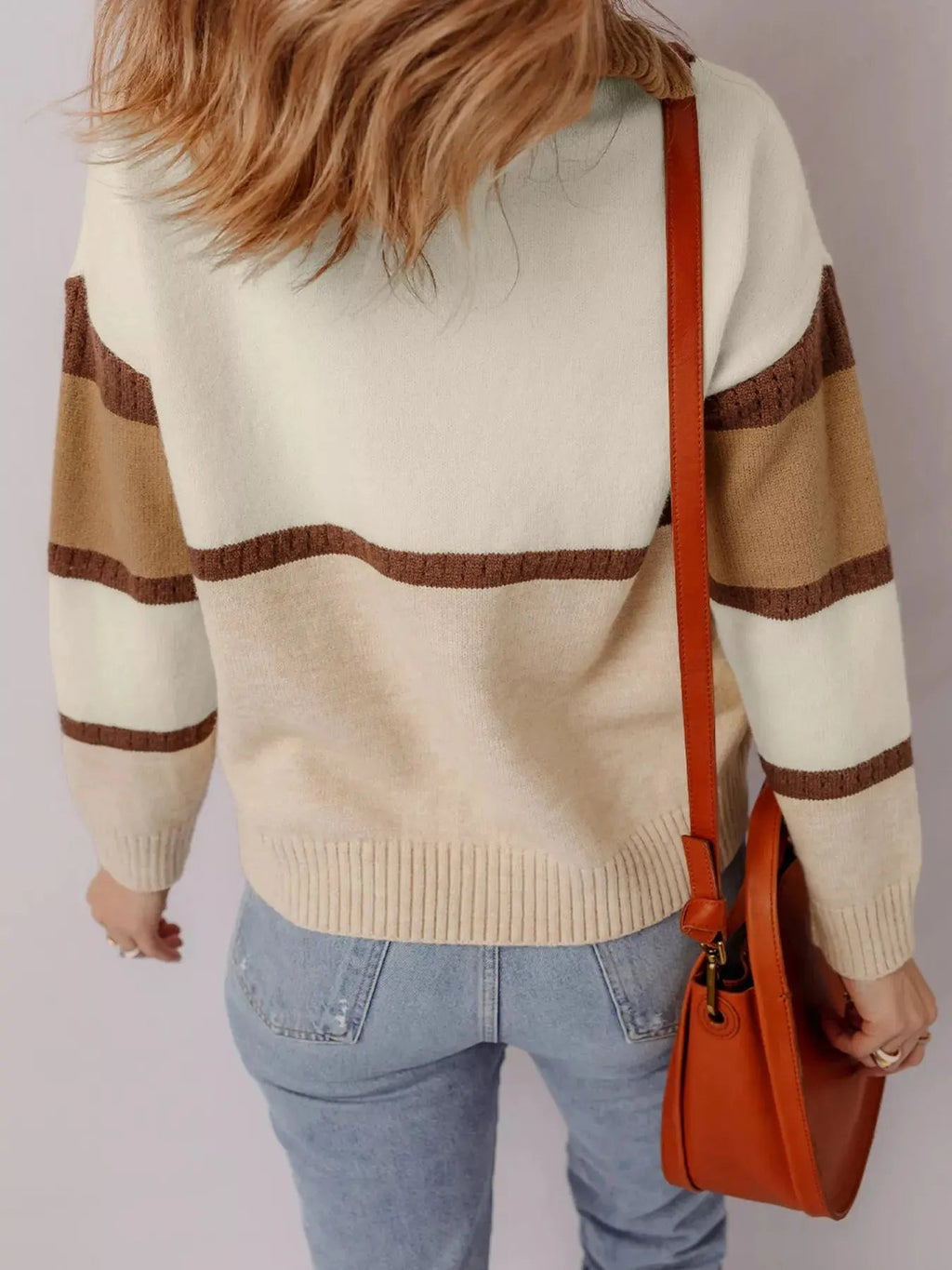 Color Block Zipped Collared Sweater - Charmdeals