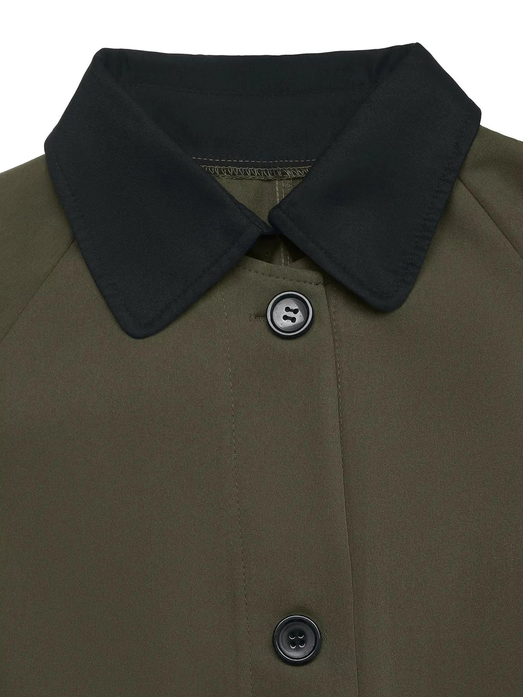 Contrast Collar Button Up Coat - Charmdeals
