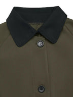 Contrast Collar Button Up Coat - Charmdeals