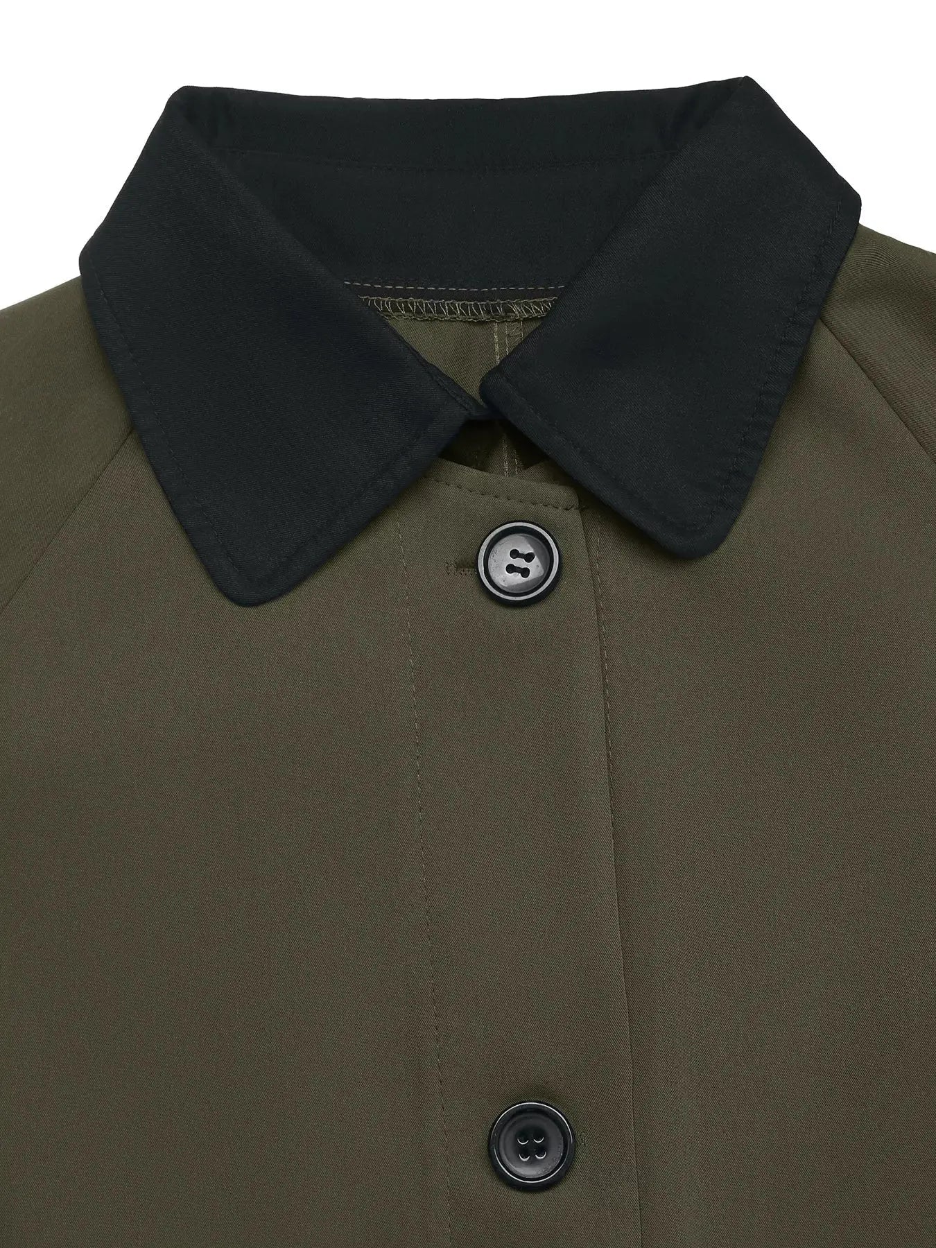 Contrast Collar Button Up Coat - Charmdeals