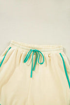 Contrast Round Neck Top and Shorts Set - Charmdeals