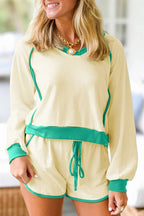 Contrast Round Neck Top and Shorts Set - Charmdeals