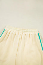 Contrast Round Neck Top and Shorts Set - Charmdeals