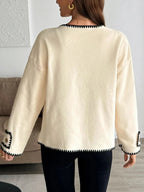 Contrast Trim Button Up Jacket - Charmdeals