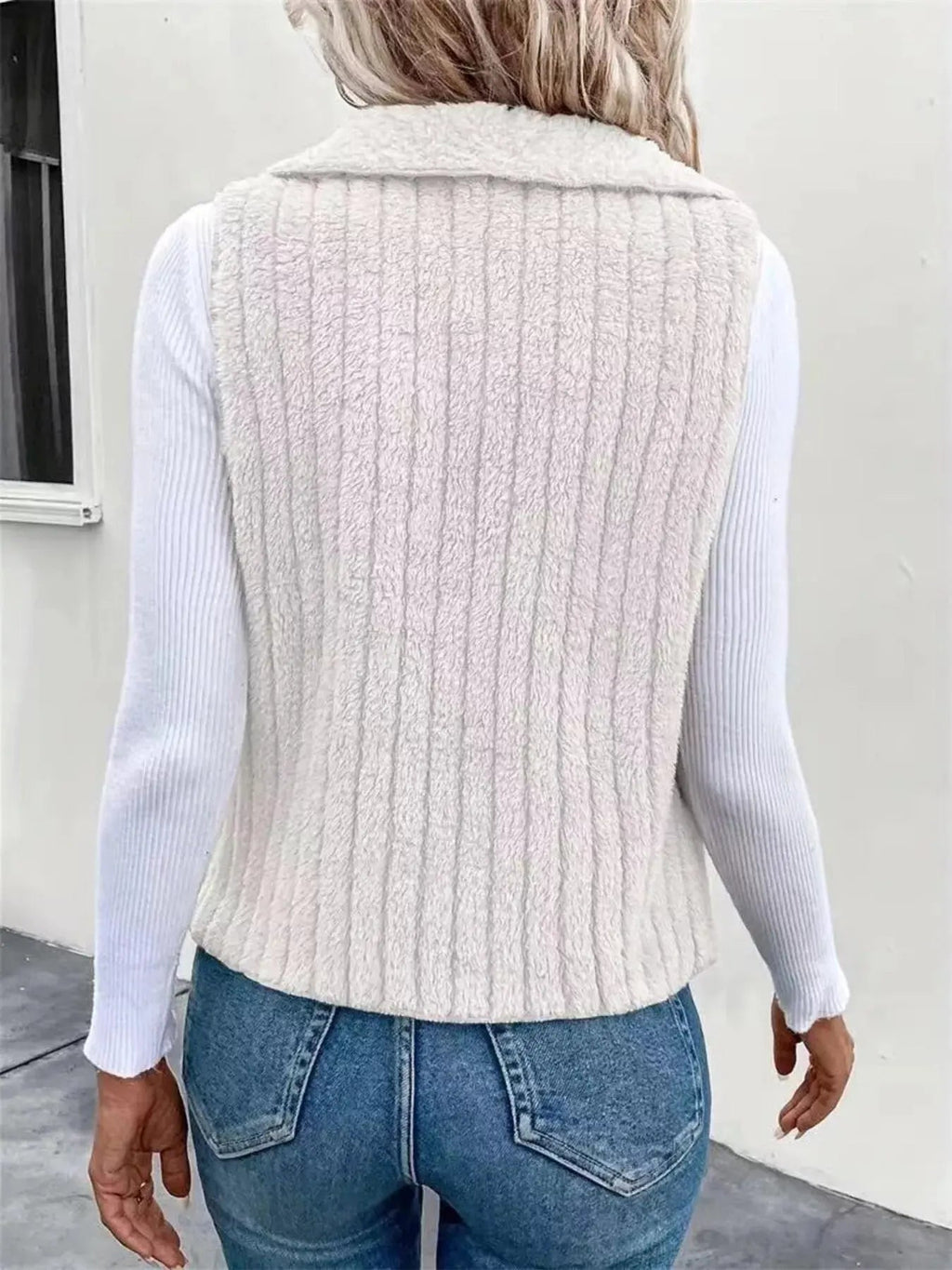 Cozy Fleece Open Front Vest Coat - Charmdeals