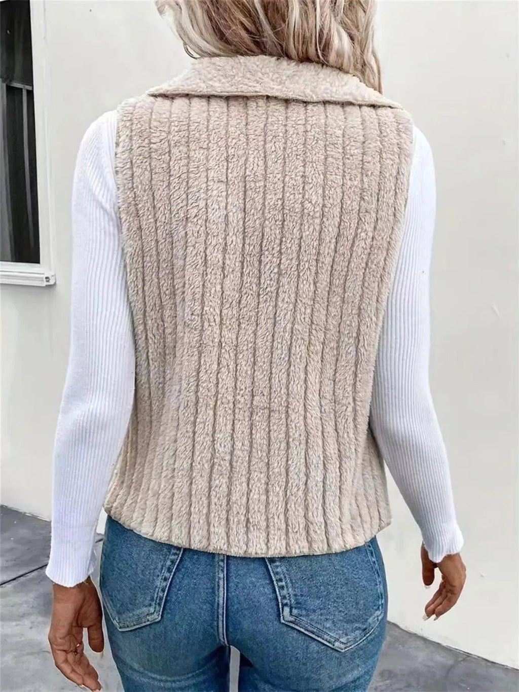 Cozy Fleece Open Front Vest Coat - Charmdeals