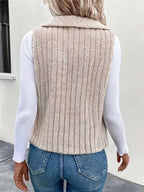 Cozy Fleece Open Front Vest Coat - Charmdeals