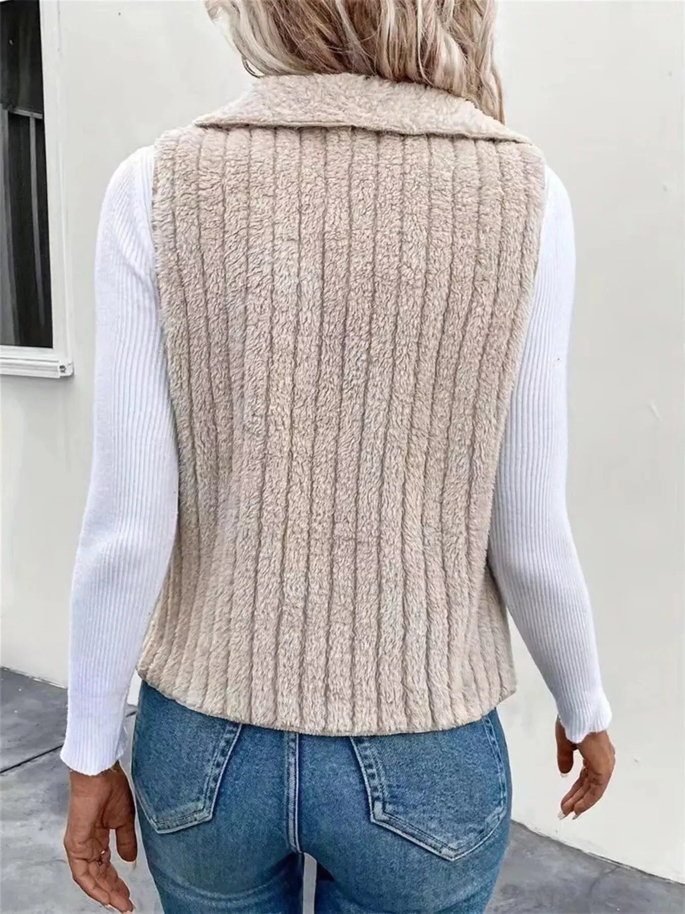 Cozy Fleece Open Front Vest Coat - Charmdeals