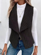 Cozy Fleece Open Front Vest Coat - Charmdeals