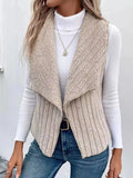 Cozy Fleece Open Front Vest Coat - Charmdeals