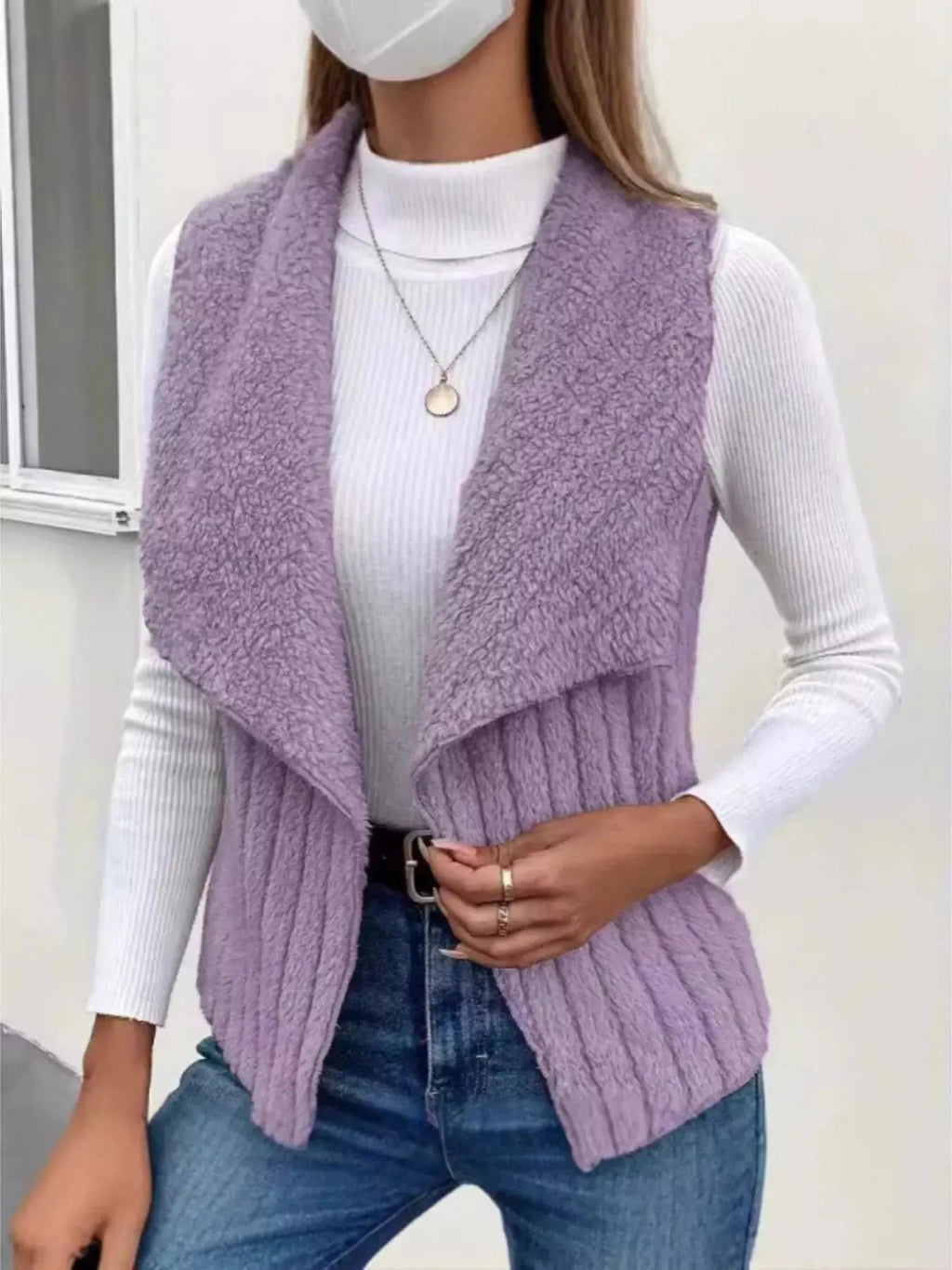 Cozy Fleece Open Front Vest Coat - Charmdeals