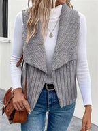 Cozy Fleece Open Front Vest Coat - Charmdeals