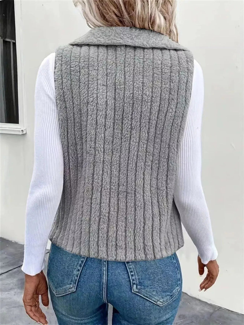 Cozy Fleece Open Front Vest Coat - Charmdeals