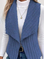 Cozy Fleece Open Front Vest Coat - Charmdeals