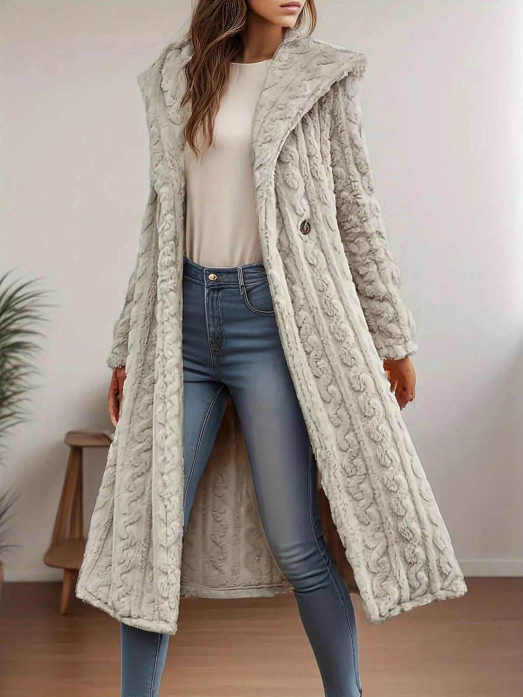 Cozy Hooded Button Up Longline Outerwear - Charmdeals